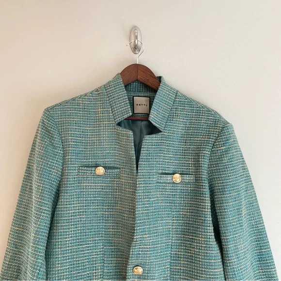 ORTTU Mint Green Textured Tweed Sport Coat - Picture 5 of 11
